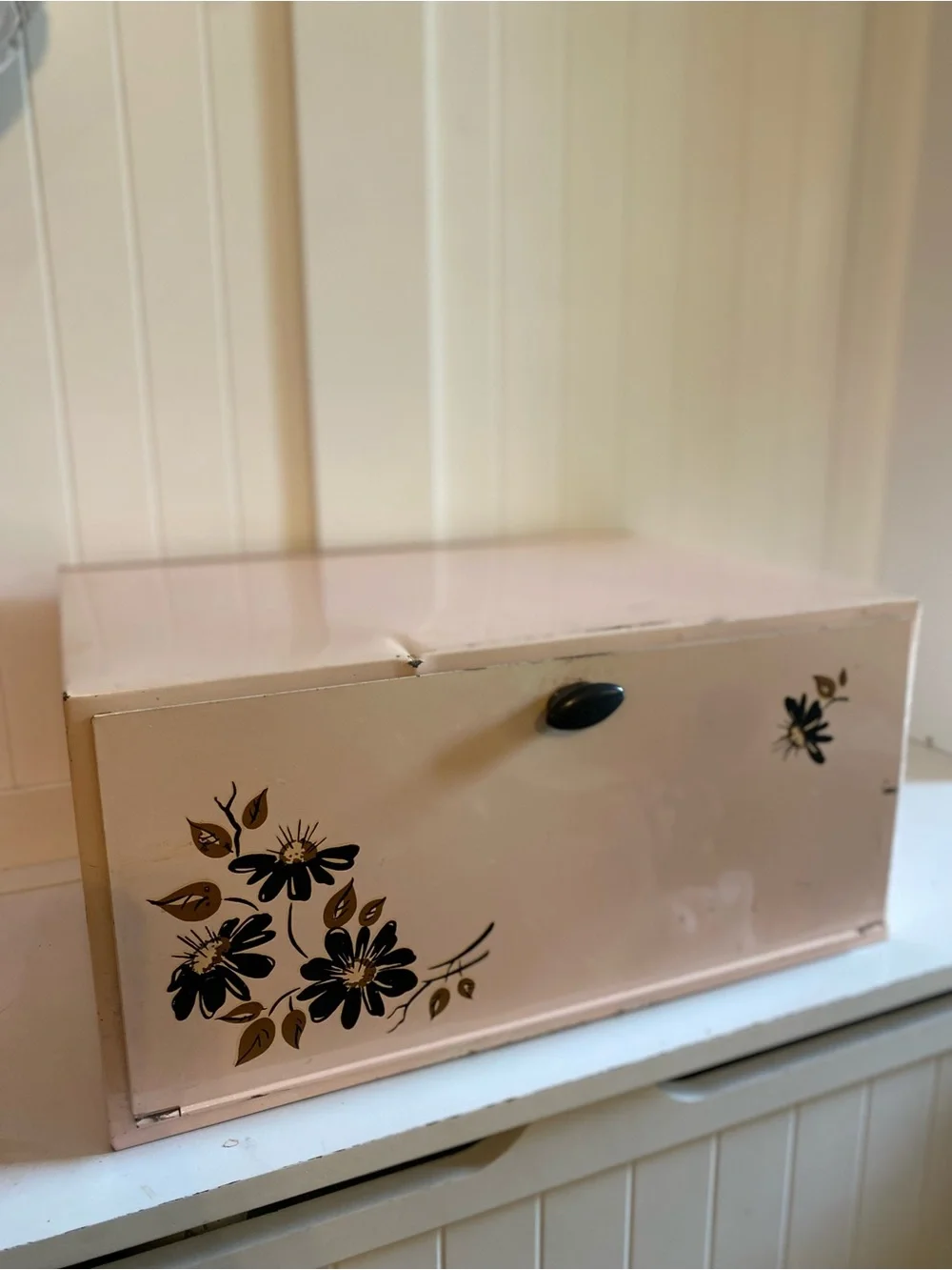Vintage Floral Metal Bread Box - Pink Storage Organizer